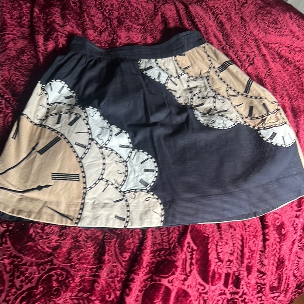 Florent Anthropology Lost Time Clock A-Line Skirt 6